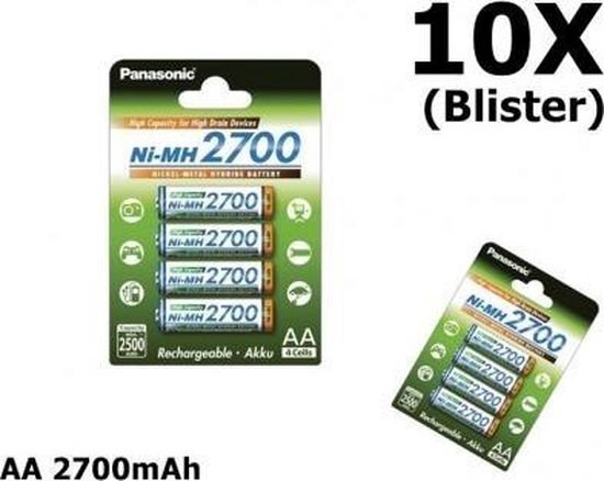 bol.com | AA 2700mAh Panasonic Oplaadbare Batterijen - 40 Stuks (10  Blisters a 4St)