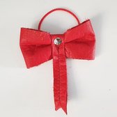 Toetie & Zo Handmade Leather Hair Elastic Bow Red, accessoire pour cheveux
