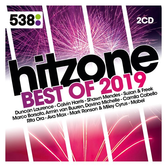 Hitzone Best of 2019 albumhoes met vuurwerk en tekst