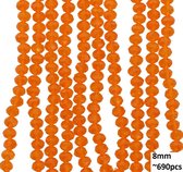 Dielay - Facet Geslepen Glaskralen - DIY Sieraden - 8 mm - Set van 690 Stuks - Transparant Oranje