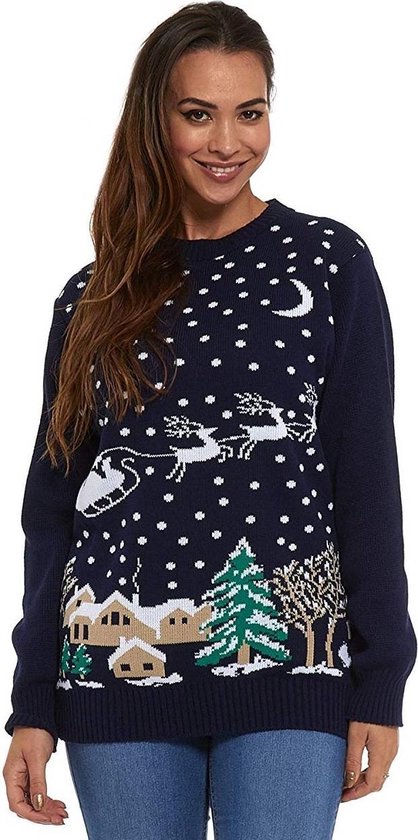 Foute Kersttrui Dames & Heren - Christmas Sweater "Kerst in de Sneeuw" - Kerst trui Mannen & Vrouwen Maat L