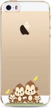 Apple Iphone 5 / 5S / SE2016 transparant siliconen hoesje - vrolijke aapjes