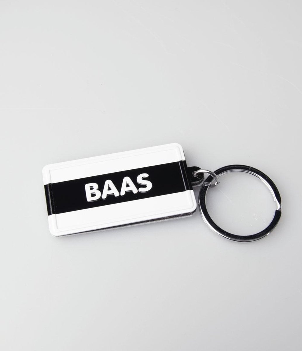 Paper Dreams Sleutelhanger Baas 13,5 X 4,5 Cm Staal Zwart/wit