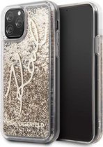 Apple iPhone 11 Pro Max Karl Lagerfeld Backcover Glitter Signature - Goud