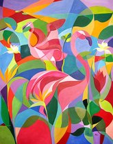 Canvas Schilderij * Flamingo Modern Abstract * - Kunst aan je Muur - Modern Abstract - Kleur - 50 x 80 cm