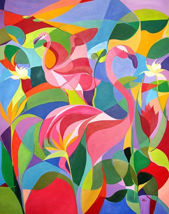 bol.com | Canvas Schilderij * Flamingo Modern Abstract * - Kunst aan je  Muur - Modern Abstract -...