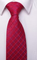 Luxe Stropdas Met Patroon - Rood Stippen Ruit - 149 X 8 cm - Polyester - Kostuum - Pak - Das - Plastron - Gala