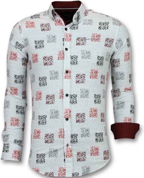 Tony Backer chemises sur mesure hommes - chemisier fleuri hommes - 3012 - chemises décontractées blanches hommes chemise taille L