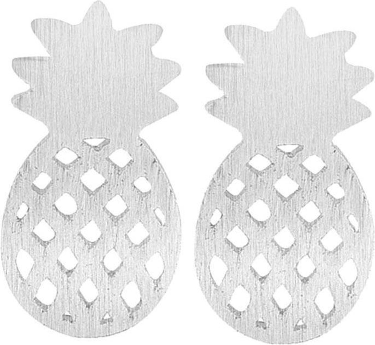 Sieraden - Oorbellen - Knopjes - Ananas - Zilverkleurig