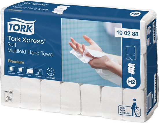 Handdoek tork h2 premium multifold wit 100288 | Doos a 21 pak