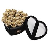 Flowerbox Longlife Mary J goud - Ruim assortiment aan Luxe & Handgemaakte cadeaus - Verras op een speciale manier - 2 jaar houdbare rozen!