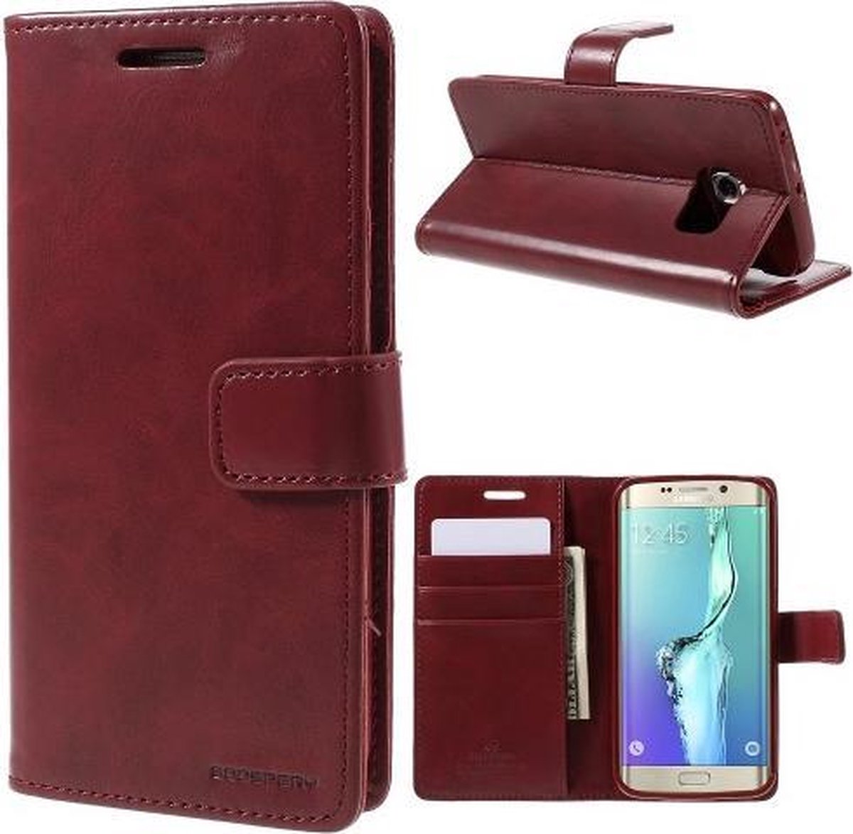 Mercury Blue Moon Wallet Case Samsung Galaxy S6 Edge Plus wine