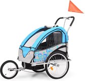 vidaXL Remorque à vélo et poussette pour enfants 2-en-1 bleu et gris