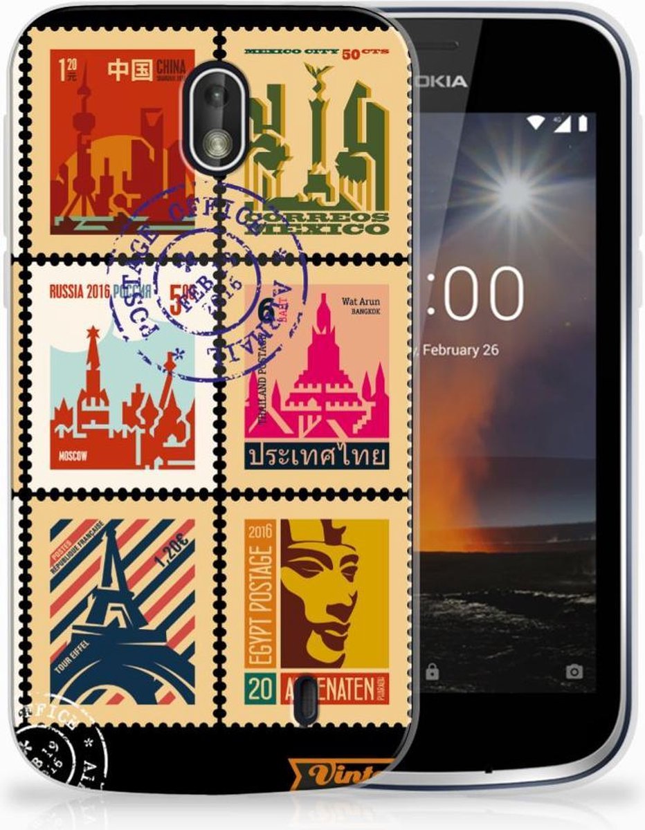 TPU Hoesje voor Nokia 1 Siliconen Back Cover Postzegels