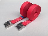 Bagagegordel 25 mm 5M Rood - Verzinkte Klemgesp