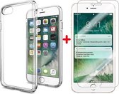 iPhone 7 Transparant Barely There TPU Case + Tempered Gorilla Glass / Glazen protector 0,3 mm | iPhone 7 Hoes/bumper + Glazen Tempered Screenprotector