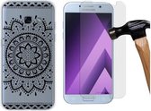 MP Case glasfolie tempered screen protector gehard glas voor Samsung Galaxy A3 2017 + Gratis Tribal TPU case hoesje voor Samsung Galaxy A3 2017