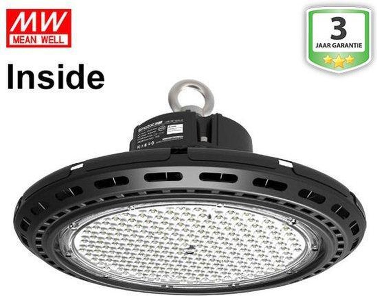 Groenovatie LED Halstraler - 240W - UFO - Waterdicht IP65 - 338x171 mm - MeanWell Inside - Neutraal Wit Zwart