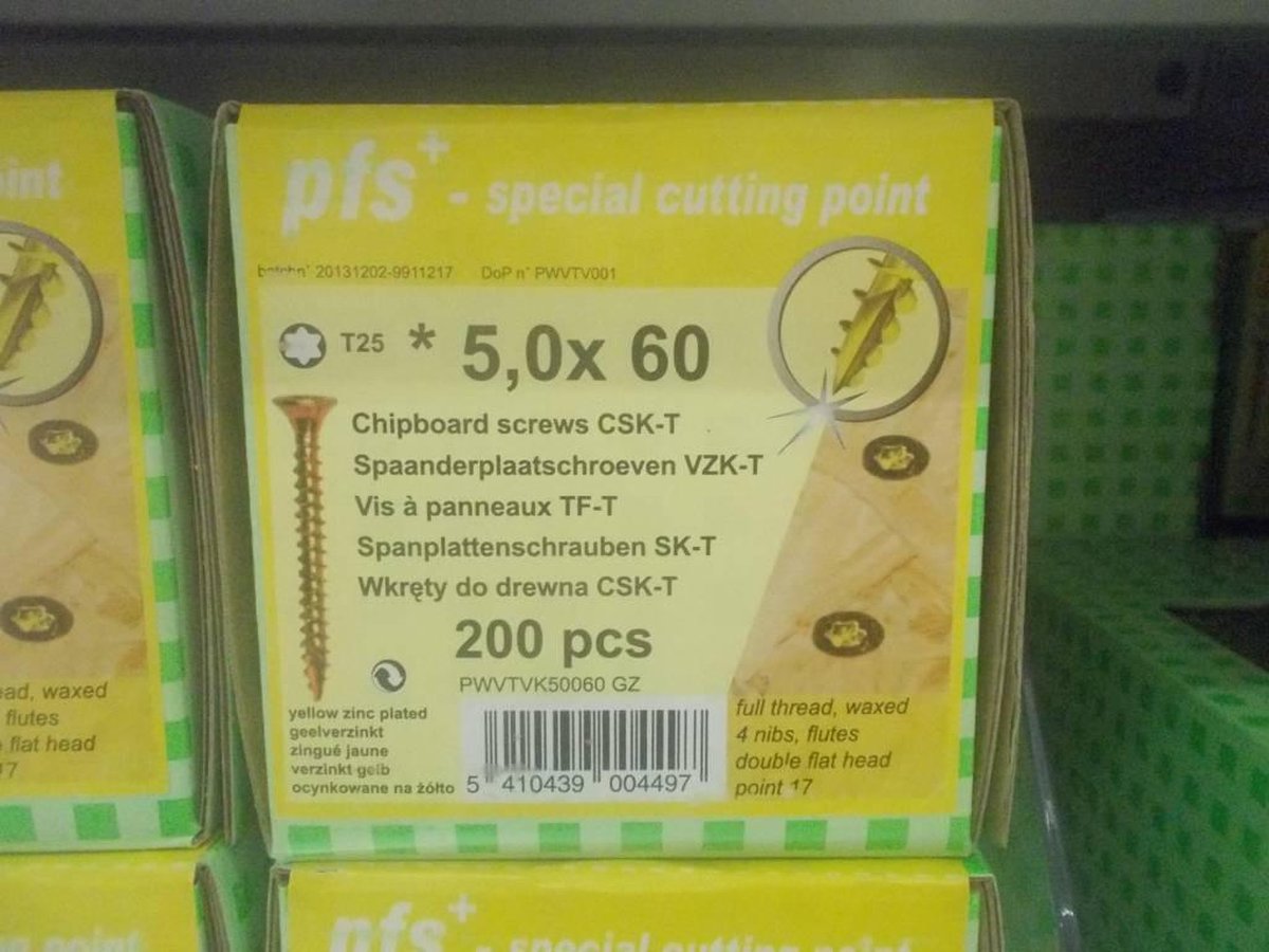PGB Spaanderplaatschroef VZK-T 5,0x060mm (200 stuks)