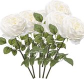 6x Witte rozen kunstbloem 66 cm - Kunstbloemen boeketten