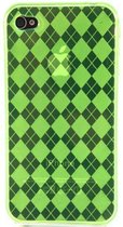 Zacht plastic backcase groene ruit voor iphone 4