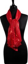 Rode pailletten disco sjaal - Rode Toppers verkleed/carnaval accessoires