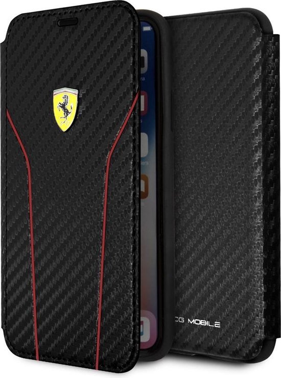 iPhone Xs/X hoesje - Ferrari - Zwart - Kunstleer