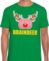 Foute Kerst t-shirt braindeer groen voor heren S