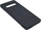 ADEL Siliconen Back Cover Hoesje Geschikt voor Samsung Galaxy S10 Plus - Stoffen Design Zwart