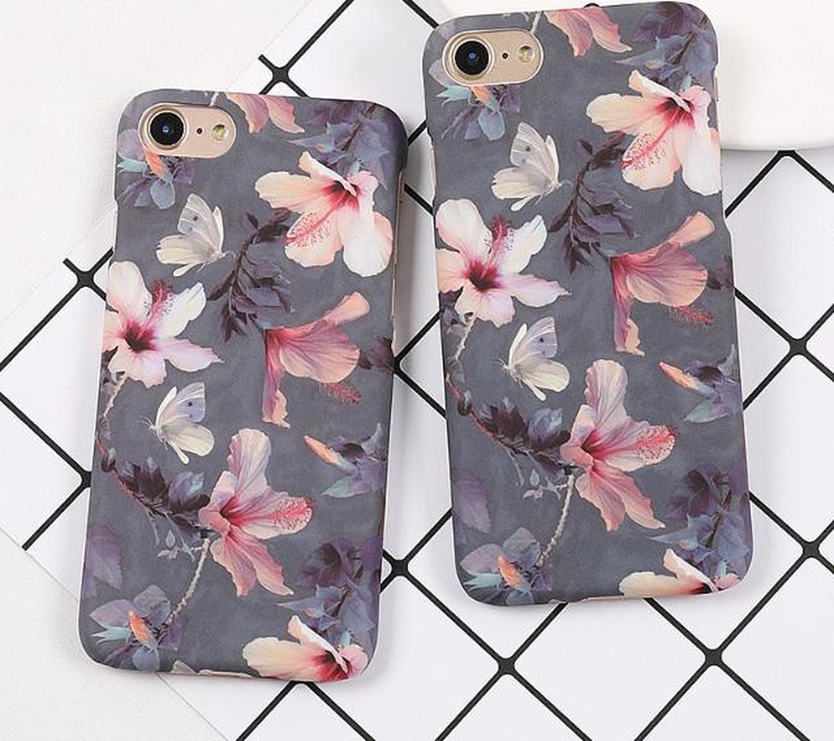 Designer Blossom look hoesje iPhone 7+/ 8+ Plus hardcase achterkant