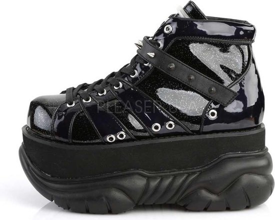 Neptune-100 glitter unisex plateau sneakers met spikes zwart - (EU 40 \u003d US  8) - Demonia | bol.com