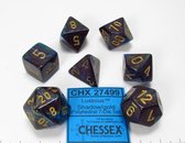 Chessex Lustrous Shadow/gold Polydice Dobbelsteen Set (7 stuks)