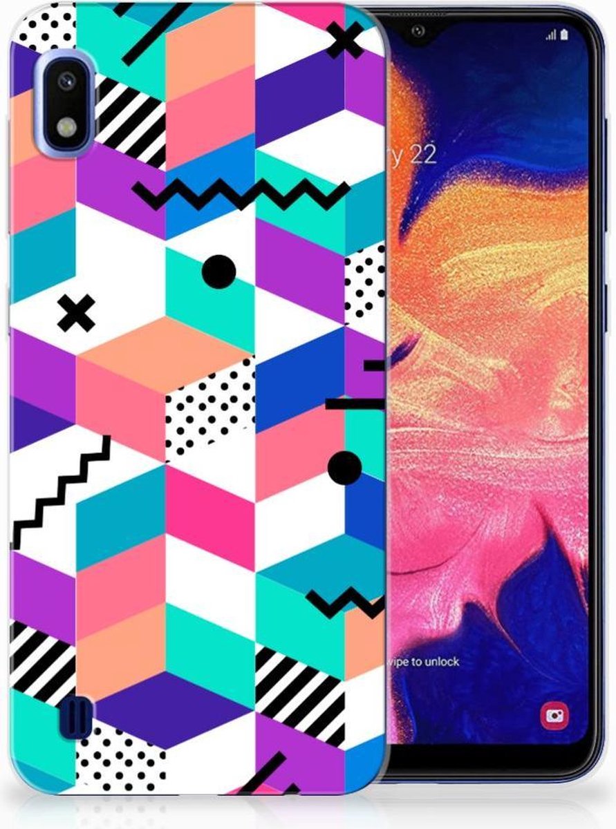 Samsung Galaxy A10 TPU Hoesje Blokken Kleurrijk