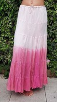 Katoenen rok met batik in roze S/M