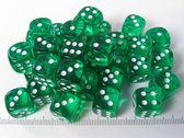 Chessex Translucent Green/white D6 12mm Dobbelsteen Set (36 stuks)