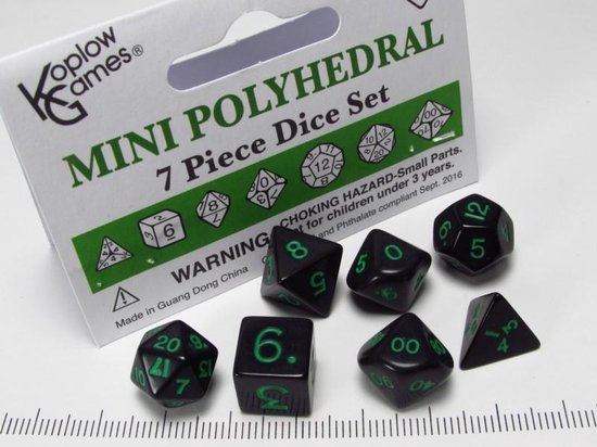 Afbeelding van het spel Mini Polydice set Zwart met groen