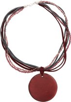 Behave® ketting rood met ronde schelp hanger 45 cm