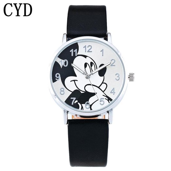 Hidzo Horloge Mickey Mouse ø 37 mm - Zwart - Kunstleer | bol.com