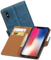 Pull Up TPU PU Leder Bookstyle Wallet Case Hoesjes voor iPhone X Blauw