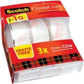 Scotch® Crystal tape, rekverpakking, 19 mm x 7,5 m x 3 dispensers