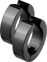 Fako Bijoux® - Oorbellen - Oorringen - Stainless Steel - Fake - Zwart