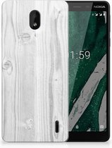 Nokia 1 Plus TPU Hoesje Design White Wood