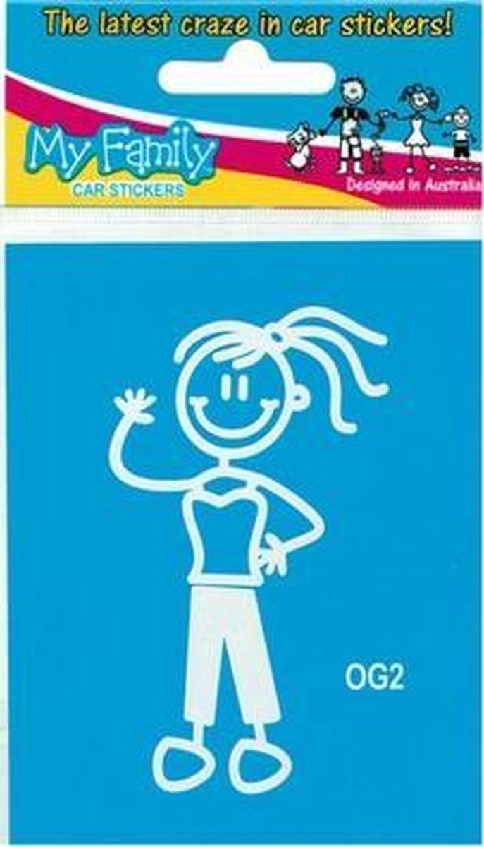 pubermeisje zwaait - autosticker - wit - 8,9 cm