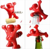 Rode Happy Man  Bier flesopener + Wijn opener + fles stopper