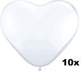 Hartjes ballonnen wit, 10 stuks, 28 cm
