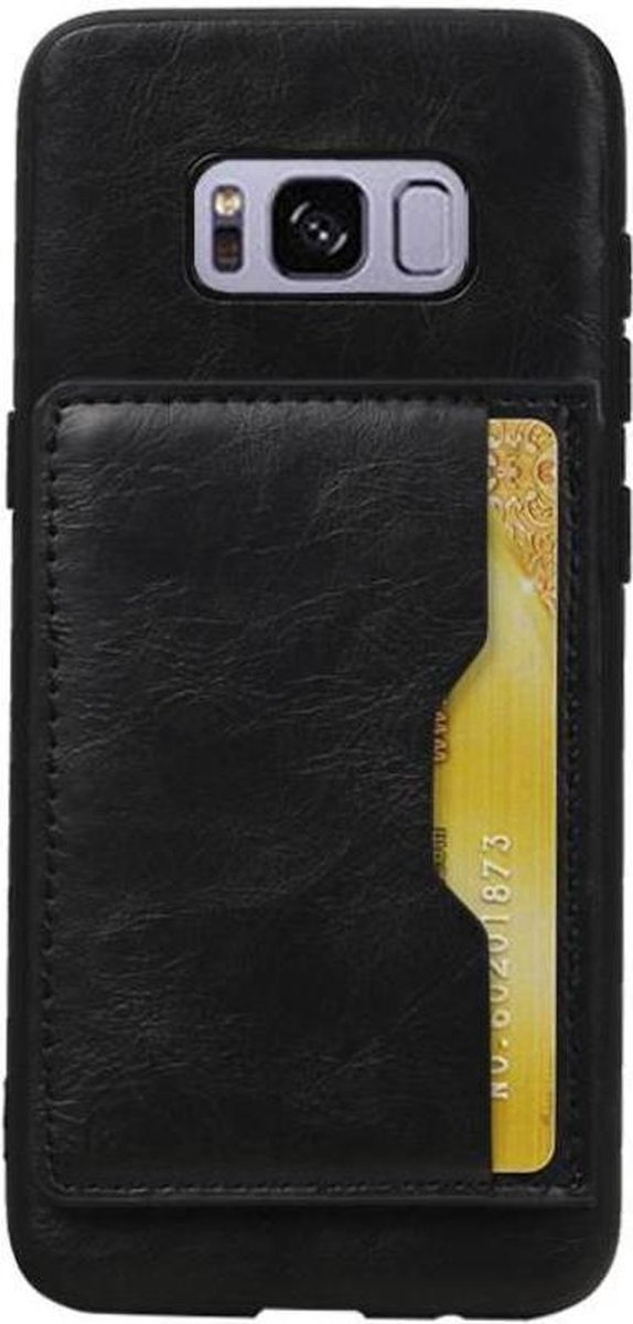 Zwart Staand Back Cover 1 Pasje Hoesje voor Samsung Galaxy S8