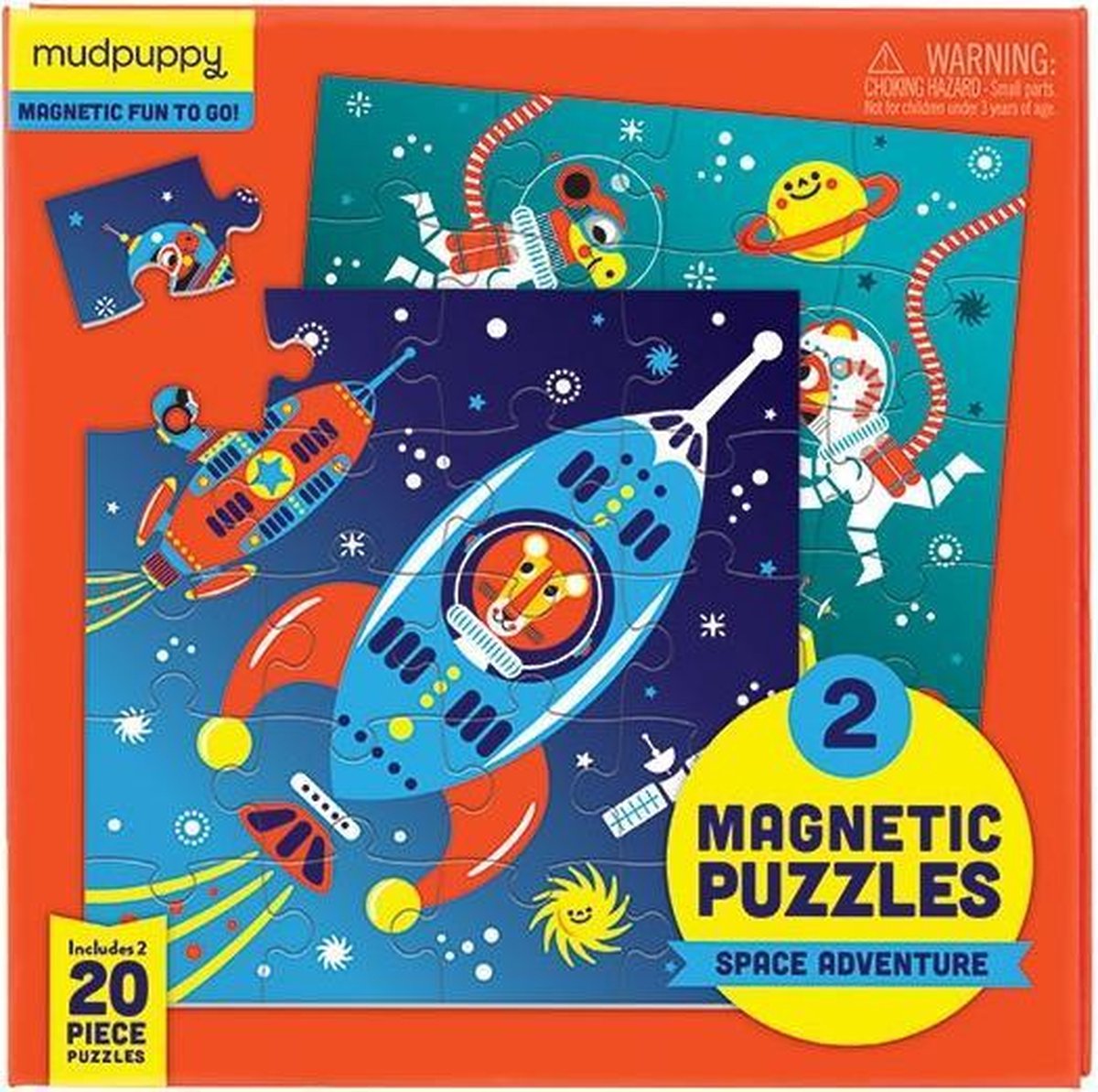 Mudpuppy magnetische puzzel Ruimte Avontuur - 2x 20 stukjes | bol.com