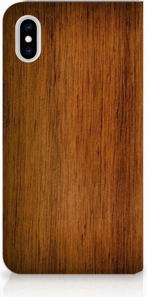 Apple iPhone Xs Max Book Wallet Case Donker Hout