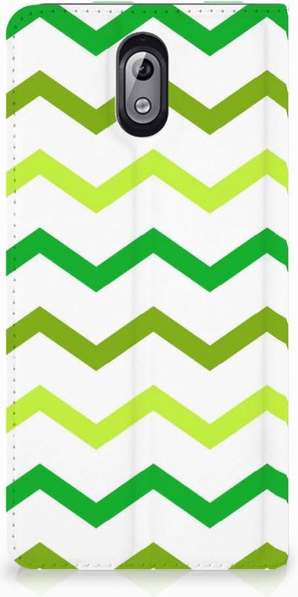 Nokia 3.1 (2018) Hoesje met Magneet Zigzag Groen