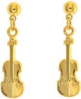 Behave® oorhangers goud-kleur viool 3 cm